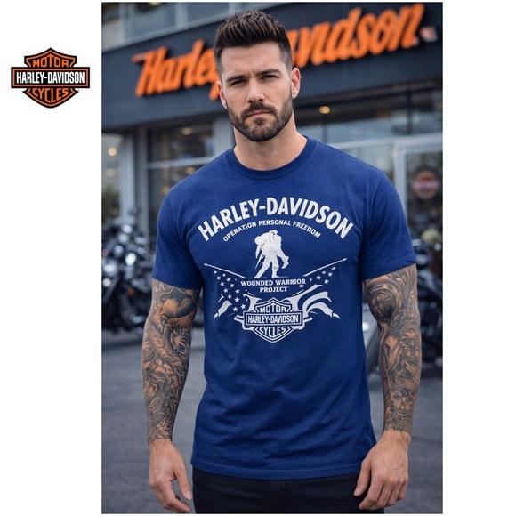 Harley-Davidson Other - Harley-Davidson wounded warrior project Blue Graphic T-Shirt